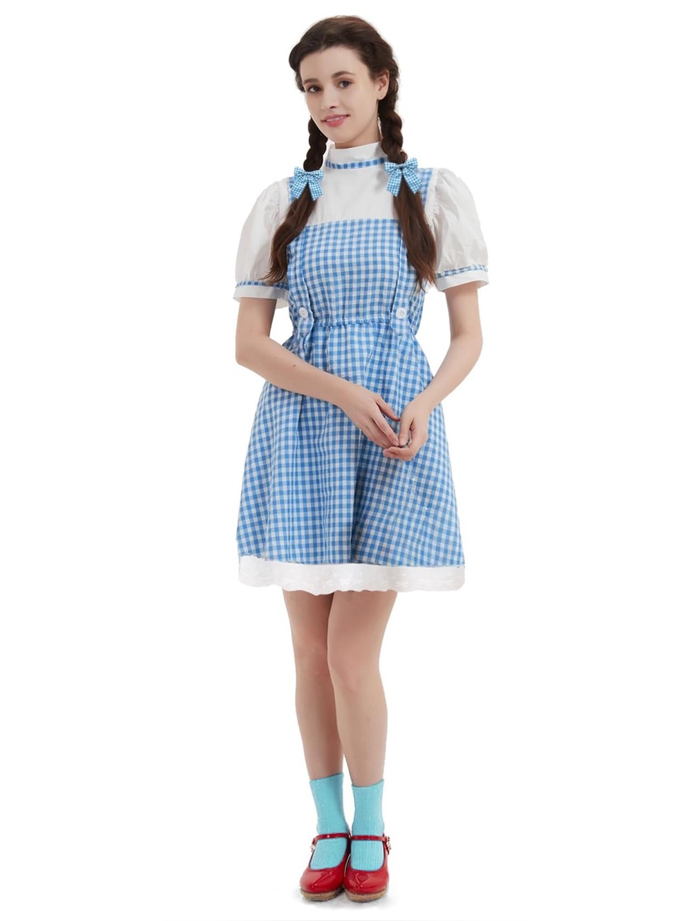 Dorothy Wizard Of Oz Costume Women’s Size M Dress Hair Bows Halloween Cosplay